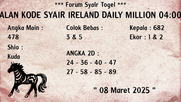 Prediksi Ireland Daily Million 04:00 WIB