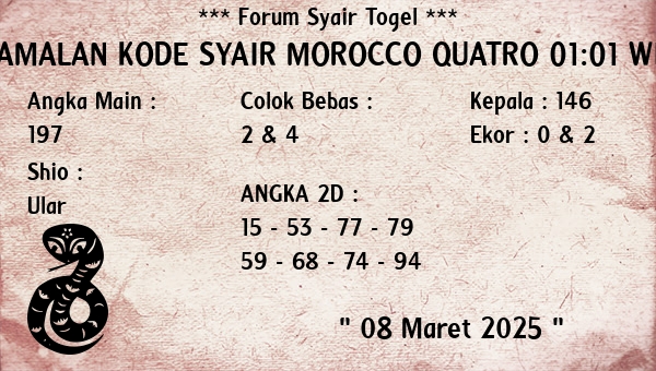 Prediksi Morocco Quatro 01:01 WIB