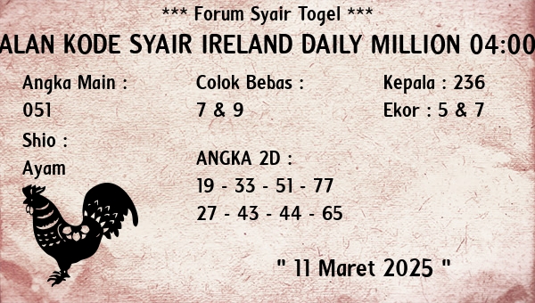 Prediksi Ireland Daily Million 04:00 WIB