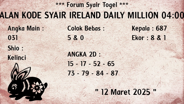 Prediksi Ireland Daily Million 04:00 WIB