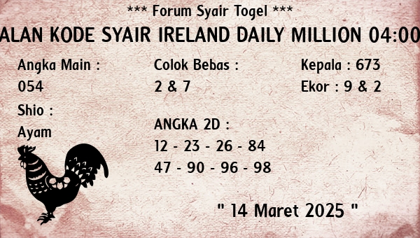 Prediksi Ireland Daily Million 04:00 WIB