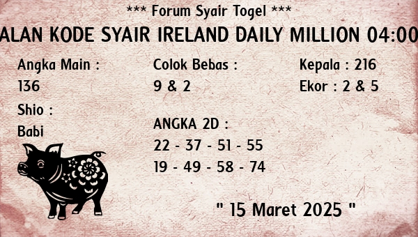 Prediksi Ireland Daily Million 04:00 WIB