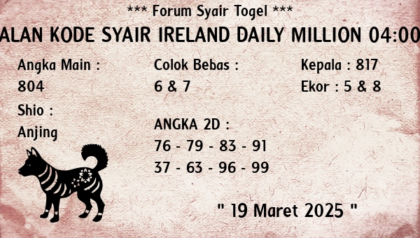 Prediksi Ireland Daily Million 04:00 WIB