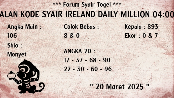 Prediksi Ireland Daily Million 04:00 WIB