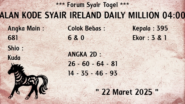 Prediksi Ireland Daily Million 04:00 WIB