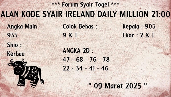 Prediksi Ireland Daily Million 21:00 WIB