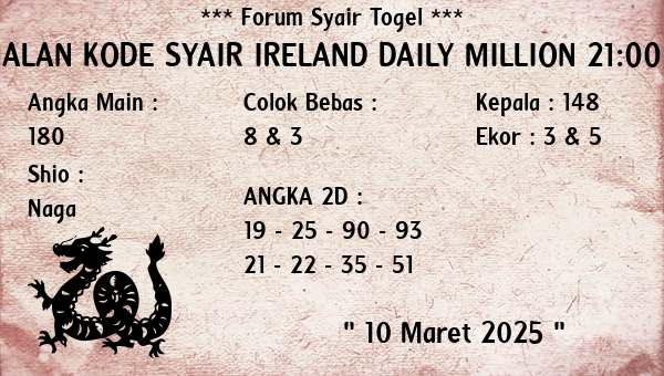 Prediksi Ireland Daily Million 21:00 WIB