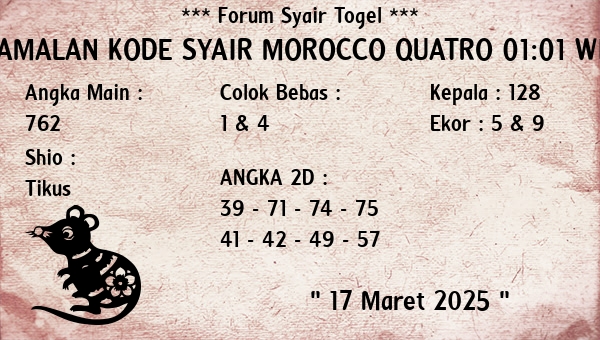 Prediksi Morocco Quatro 01:01 WIB