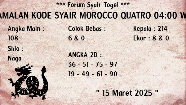 Prediksi Morocco Quatro 04:00 WIB