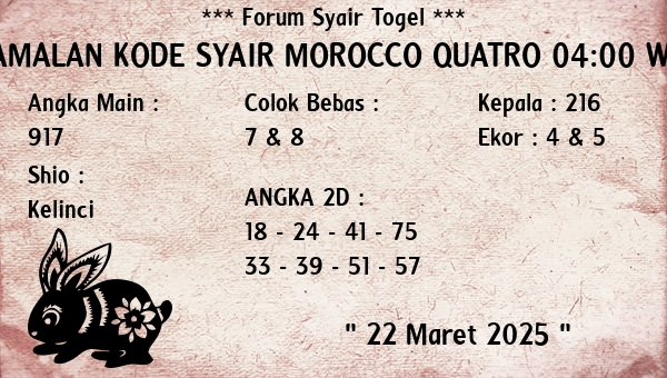 Prediksi Morocco Quatro 04:00 WIB