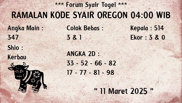 Prediksi Oregon 04:00 WIB