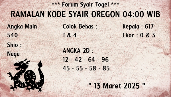 Prediksi Oregon 04:00 WIB