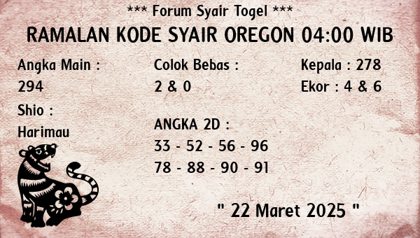 Prediksi Oregon 04:00 WIB