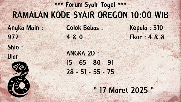 Prediksi Oregon 10:00 WIB