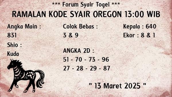 Prediksi Oregon 13:00 WIB