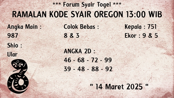 Prediksi Oregon 13:00 WIB